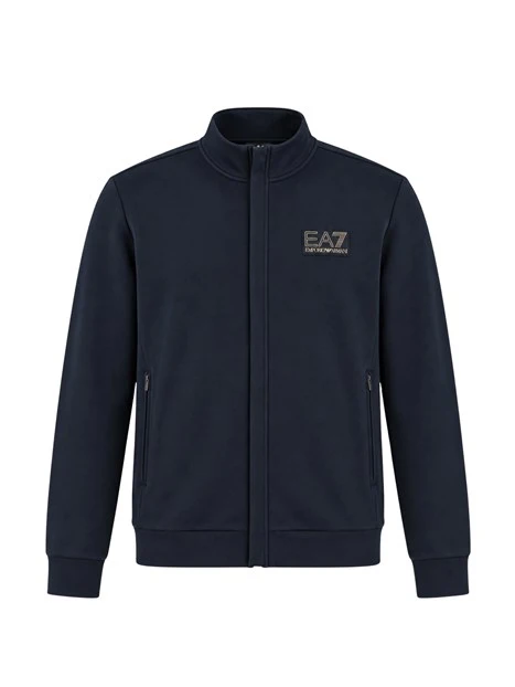 FELPA CON ZIP LOGATA E COLLETTO ALTO UOMO BLU