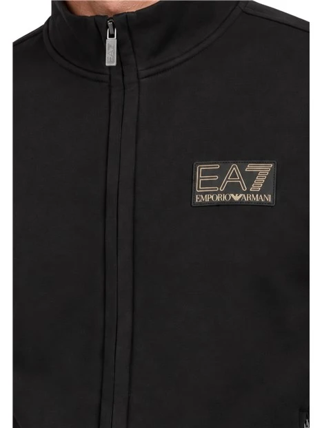 FELPA CON ZIP LOGATA E COLLETTO ALTO UOMO NERO