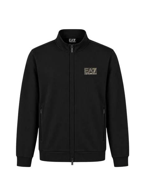 FELPA CON ZIP LOGATA E COLLETTO ALTO UOMO NERO