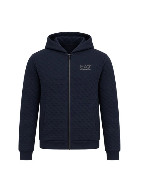 FELPA CON CAPPUCCIO E ZIP UOMO BLU