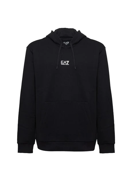 FELPA CON CAPPUCCIO LOGATA EA7 UOMO NERO