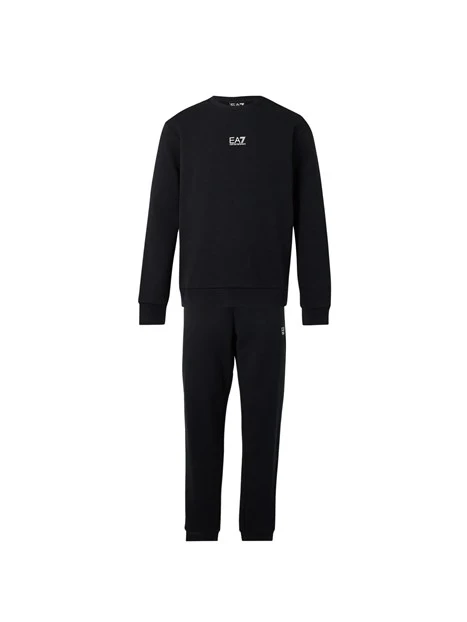 TUTA CON FELPA GIROCOLLO E JOGGER IN COTONE UOMO NERO