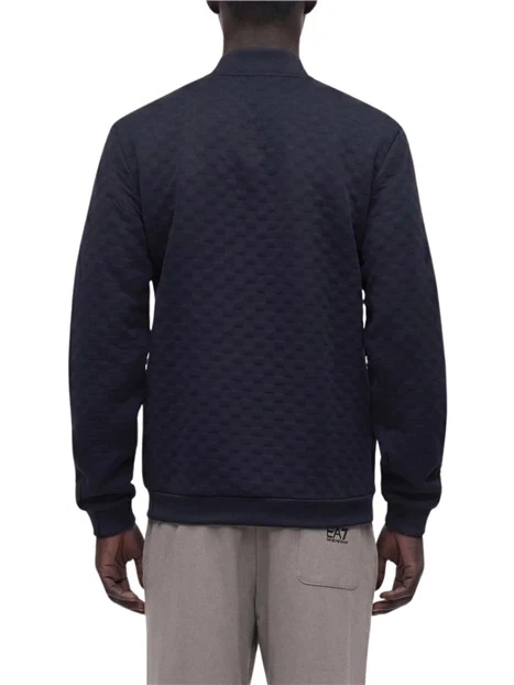FELPA CON ZIP E COLLETTO ALTO TESTURIZZATA UOMO BLU