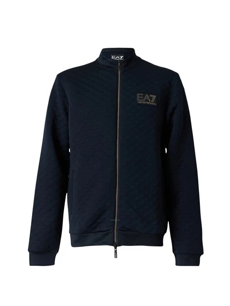 FELPA CON ZIP E COLLETTO ALTO TESTURIZZATA UOMO BLU