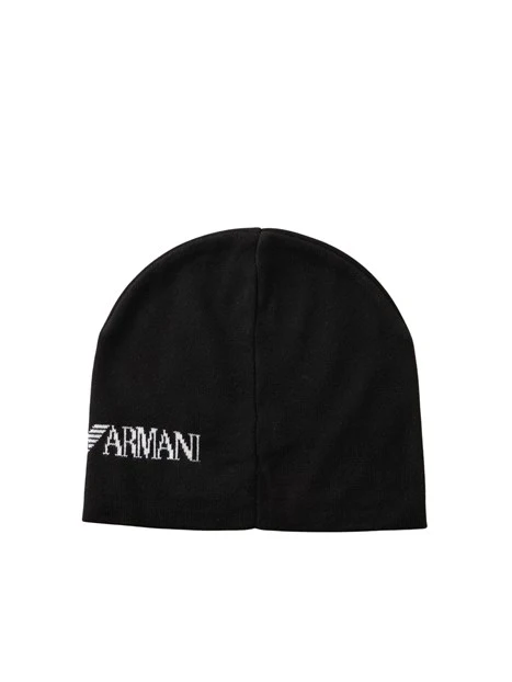 CAPPELLO A CALOTTA IN MAGLIA UOMO NERO E BIANCO