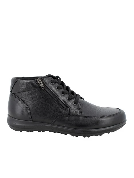 SNEAKERS ALTE IN PELLE CON LACCI E CON ZIP UOMO NERO