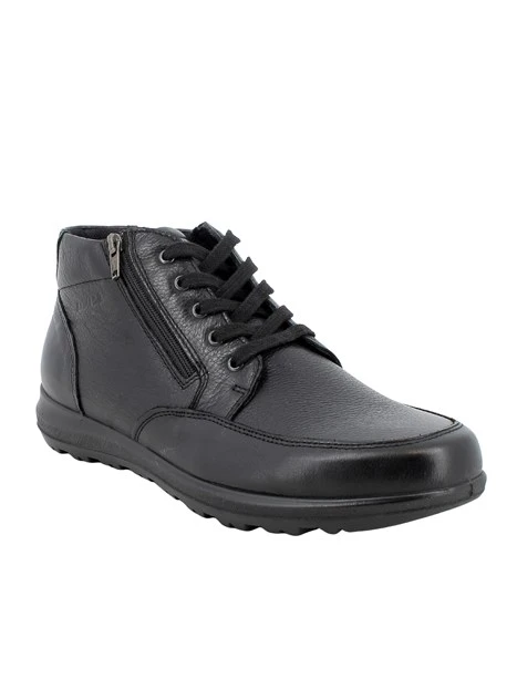 SNEAKERS ALTE IN PELLE CON LACCI E CON ZIP UOMO NERO