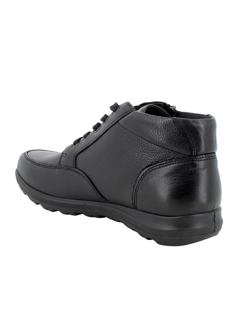 SNEAKERS ALTE IN PELLE CON LACCI E CON ZIP UOMO NERO