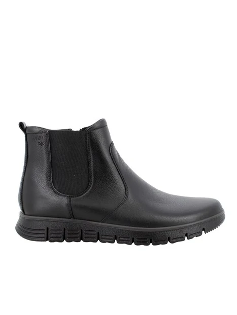 STIVALETTI IN PELLE CON ELASTICO UOMO NERO