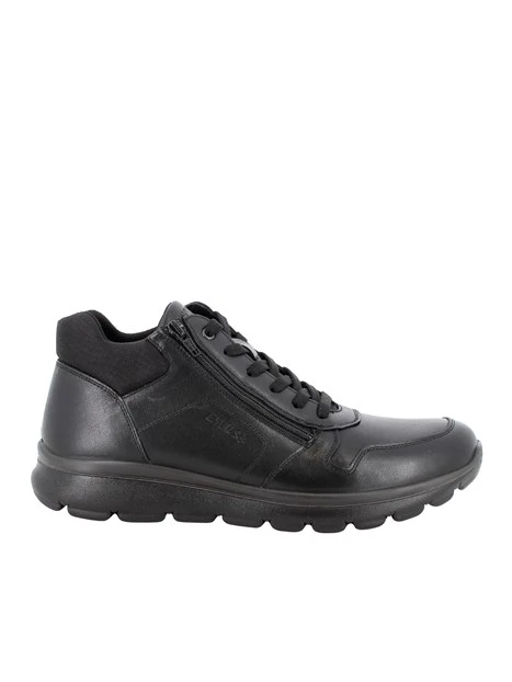 SNEAKERS BASSE IN PELLE CON ZIP UOMO NERO