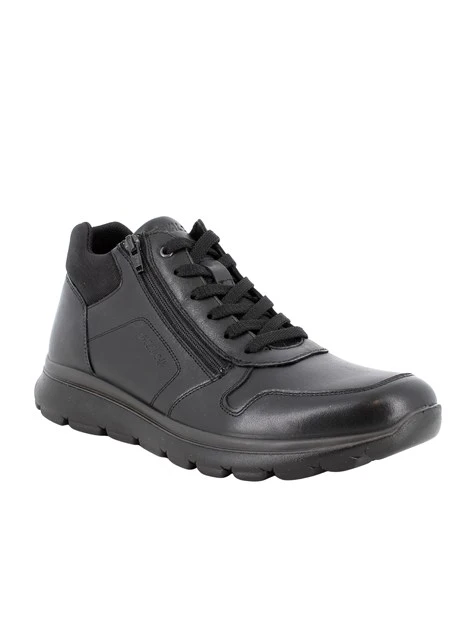 SNEAKERS BASSE IN PELLE CON ZIP UOMO NERO