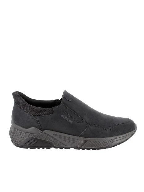 SNEAKERS SLIP ON IN PELLE NABUK UOMO NERO