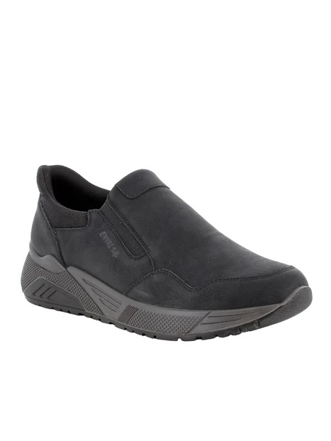 SNEAKERS SLIP ON IN PELLE NABUK UOMO NERO