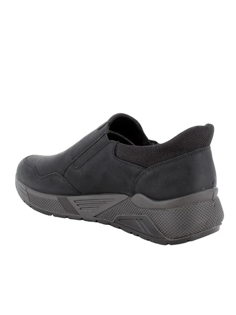 SNEAKERS SLIP ON IN PELLE NABUK UOMO NERO