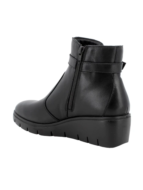 STIVALETTI TACCO ALTO IN PELLE E CON FIBBIA DONNA NERO