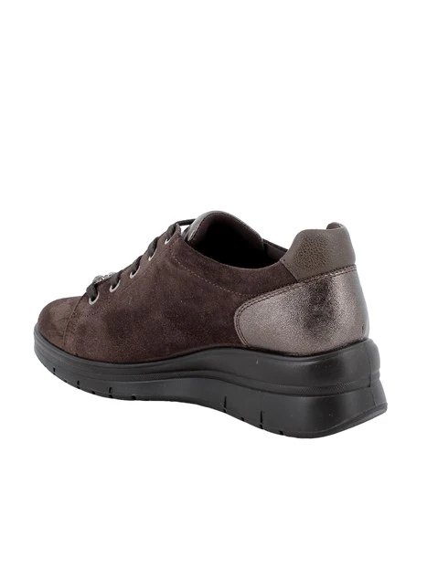 SNEAKERS BASSE IN PELLE SCAMOSCIATA CON ZIP DONNA MARRONE