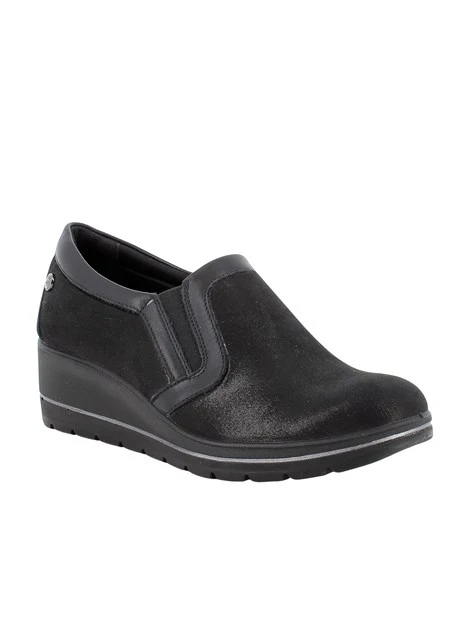 SNEAKERS SLIP ON IN TESSUTO STRETCH CON ZEPPA DONNA NERO