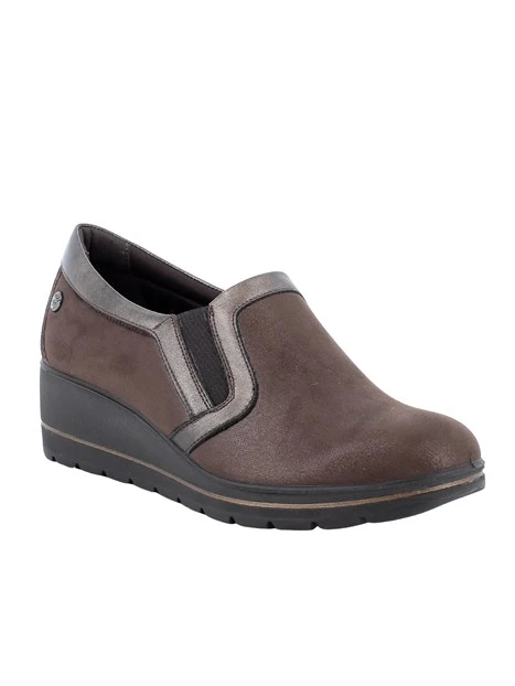 SNEAKERS SLIP ON IN TESSUTO STRETCH CON ZEPPA DONNA MARRONE