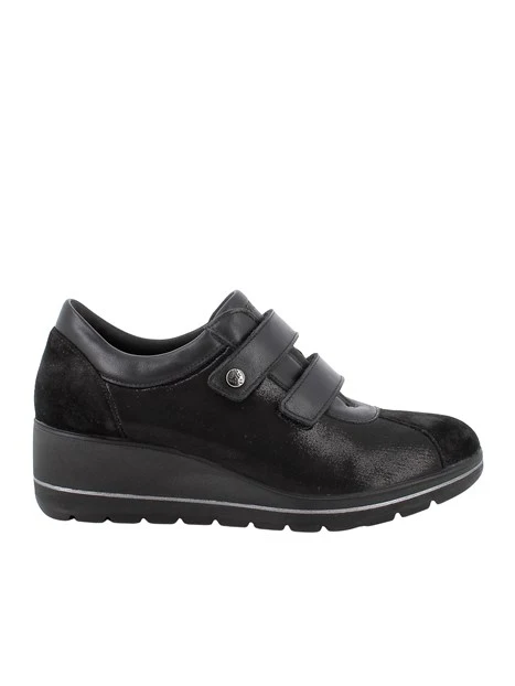 SNEAKERS BASSE IN TESSUTO STRETCH CON DOPPIO STRAP DONNA NERO