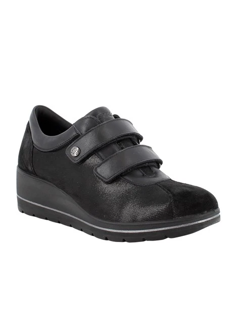 SNEAKERS BASSE IN TESSUTO STRETCH CON DOPPIO STRAP DONNA NERO