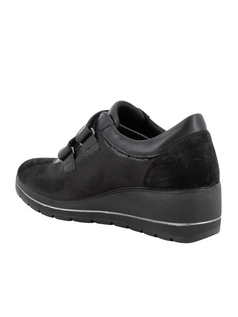 SNEAKERS BASSE IN TESSUTO STRETCH CON DOPPIO STRAP DONNA NERO