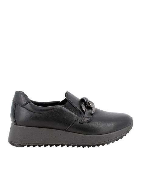 SNEAKERS SLIP ON IN PELLE CON DETTAGLIO METALLICO DONNA NERO