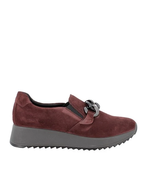 SNEAKERS SLIP ON IN PELLE SCAMOSCIATA CON DETTAGLIO METALLICO DONNA BORDEAUX