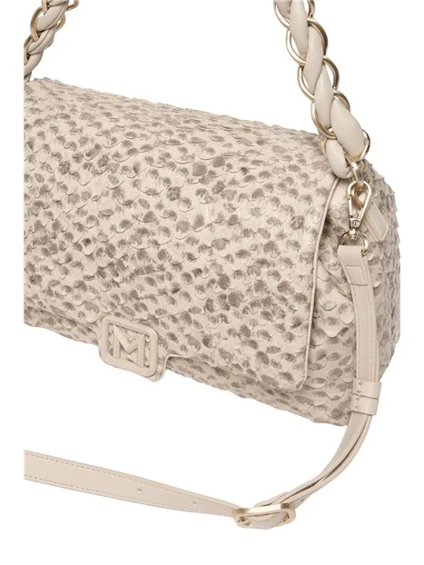 BORSA A MANO CON TRACOLLA E MANICO INTRECCIATO DONNA BEIGE