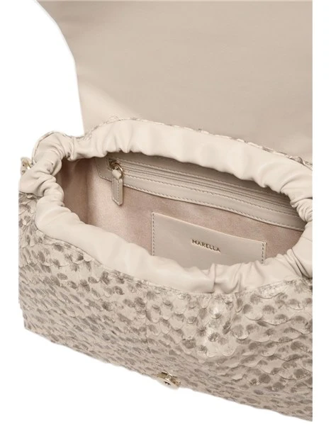 BORSA A MANO CON TRACOLLA E MANICO INTRECCIATO DONNA BEIGE