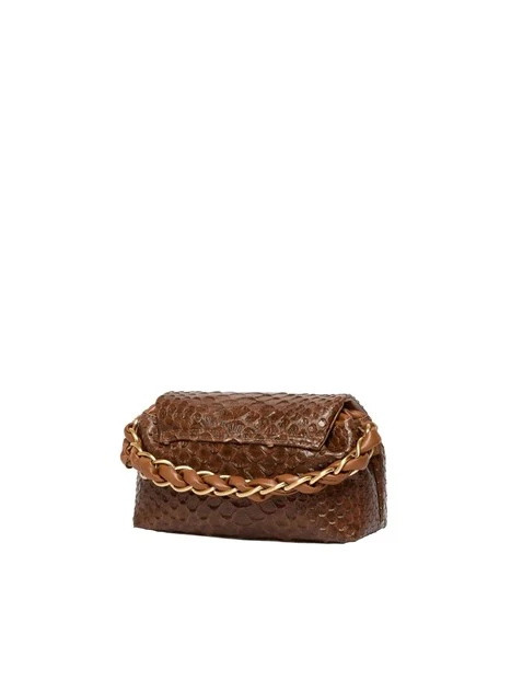BORSA A MANO LE MUSE IN JERSEY SPALMATO CON TRACOLLA DONNA MARRONE