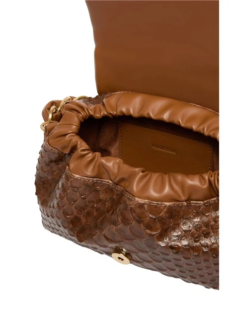 BORSA A MANO LE MUSE IN JERSEY SPALMATO CON TRACOLLA DONNA MARRONE