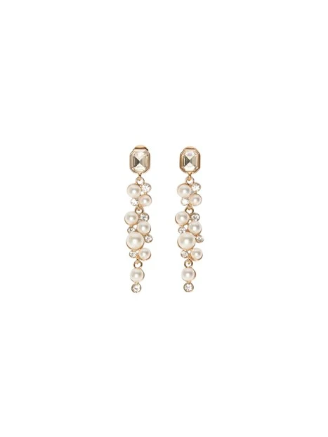 ORECCHINI PENDENTI CON CRISTALLI CABOCHON DONNA ORO