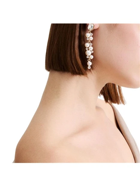 ORECCHINI PENDENTI CON CRISTALLI CABOCHON DONNA ORO