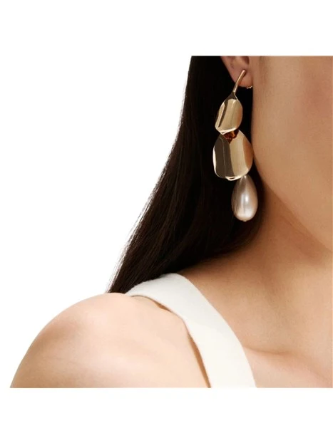 ORECCHINI CON PETALI E PERLE DONNA ORO