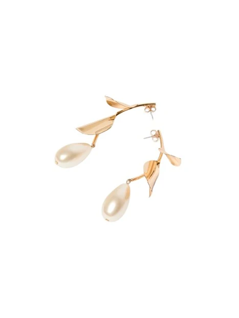 ORECCHINI CON PETALI E PERLE DONNA ORO