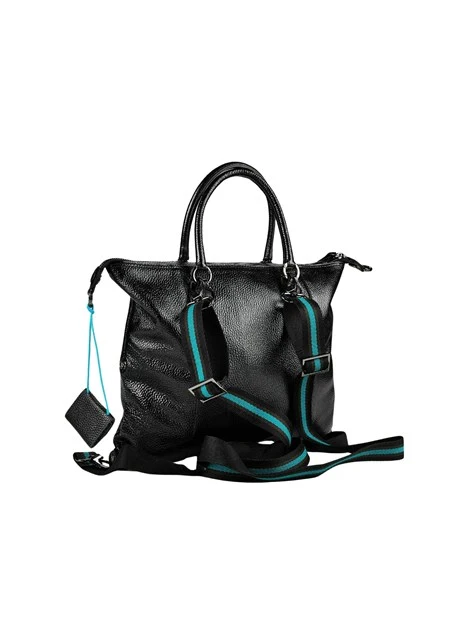 BORSA SHOPPING MULTIFUNZIONE IN PELLE LUCIDA DONNA NERO