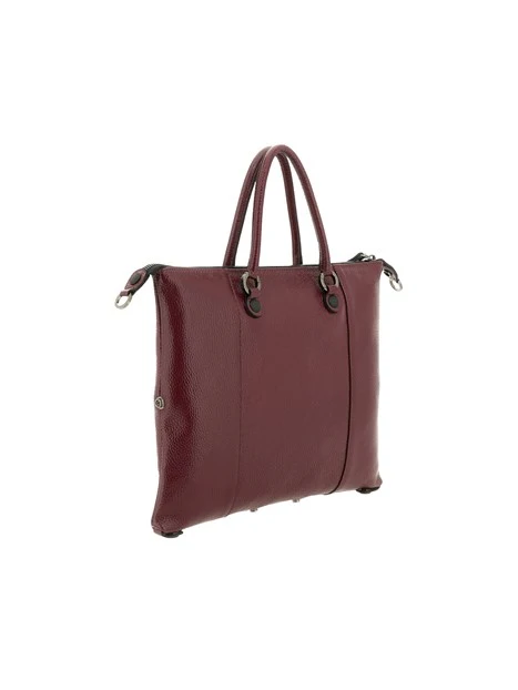 BORSA SHOPPING MULTIFUNZIONE IN PELLE LUCIDA DONNA BORDEAUX