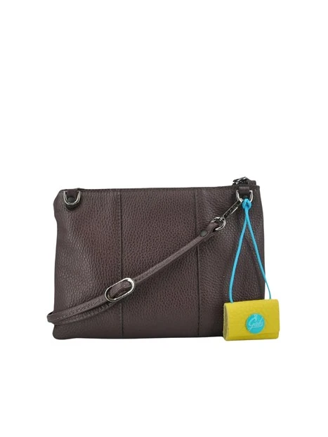 BORSA A TRACOLLA IN PELLE MARTELLATA DONNA MARRONE