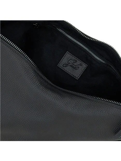 BORSA A SPALLA HOBO IN PELLE MARTELLATA DONNA NERO