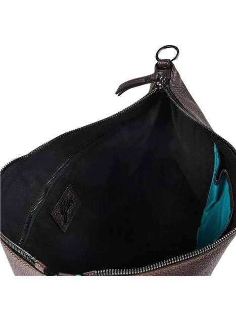 BORSA A SPALLA HOBO IN PELLE MARTELLATA DONNA MARRONE