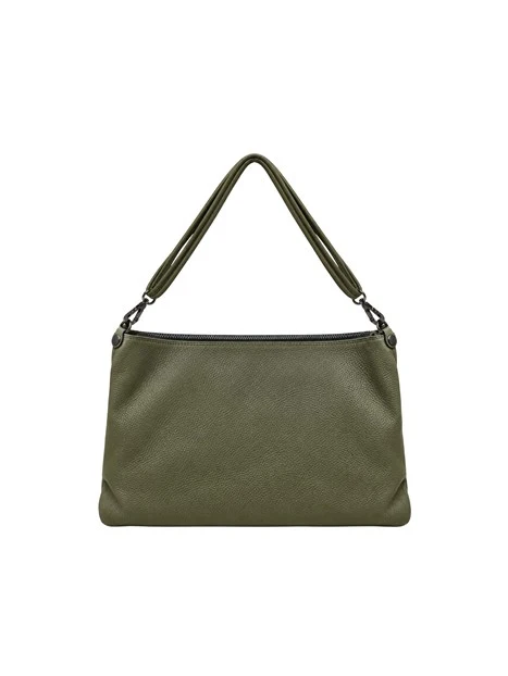 BORSA A SPALLA IN PELLE SCAMOSCIATA E MARTELLATA DONNA VERDE