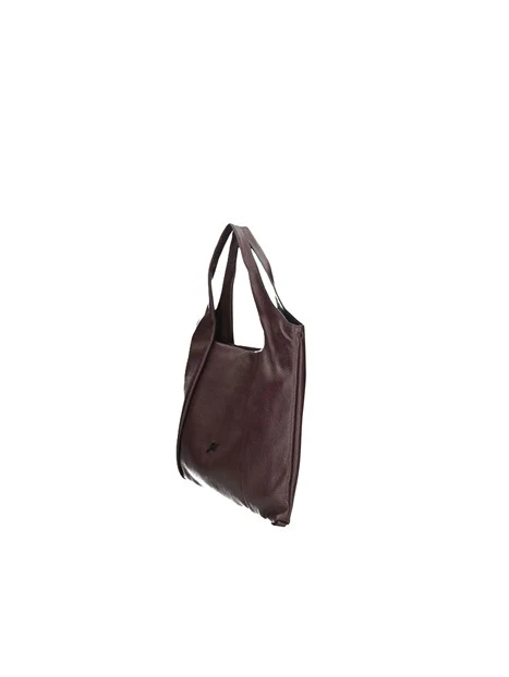 BORSA A SPALLA E CON DOPPIO MANICO IN ECOPELLE DONNA MARRONE