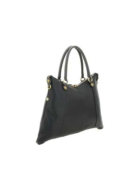 BORSA SHOPPING BICOLOR IN PELLE MARTELLATA DONNA NERO