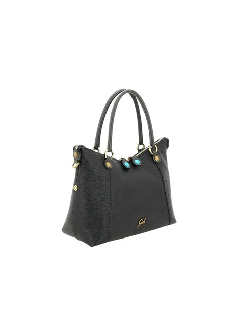 BORSA SHOPPING BICOLOR IN PELLE MARTELLATA DONNA NERO