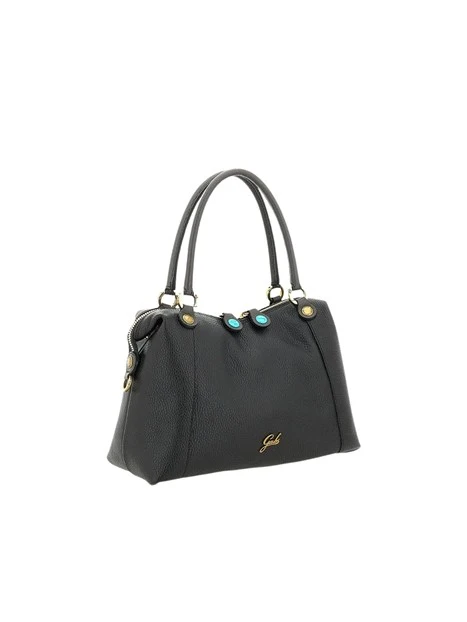 BORSA SHOPPING BICOLOR IN PELLE MARTELLATA DONNA NERO
