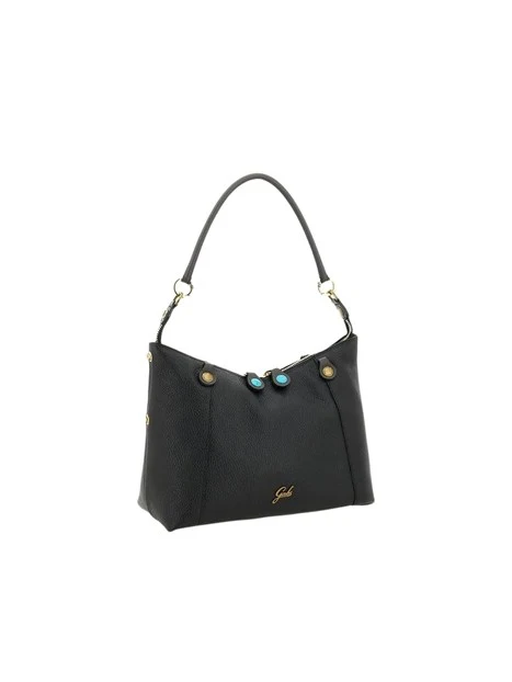 BORSA SHOPPING BICOLOR IN PELLE MARTELLATA DONNA NERO