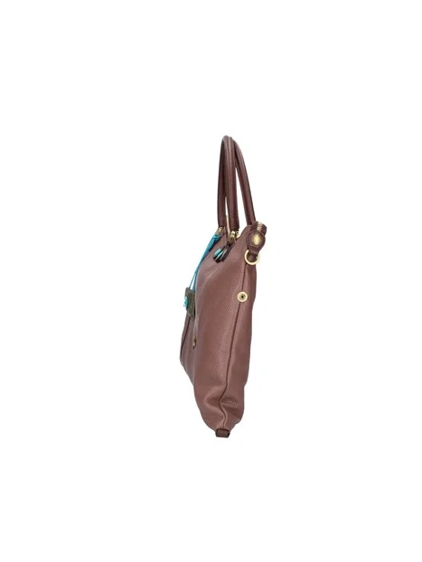 BORSA SHOPPING BICOLOR IN PELLE MARTELLATA DONNA MARRONE