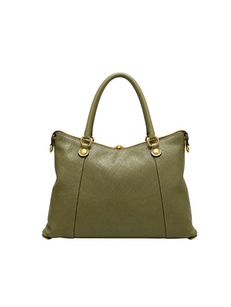 BORSA SHOPPING BICOLOR IN PELLE MARTELLATA DONNA VERDE