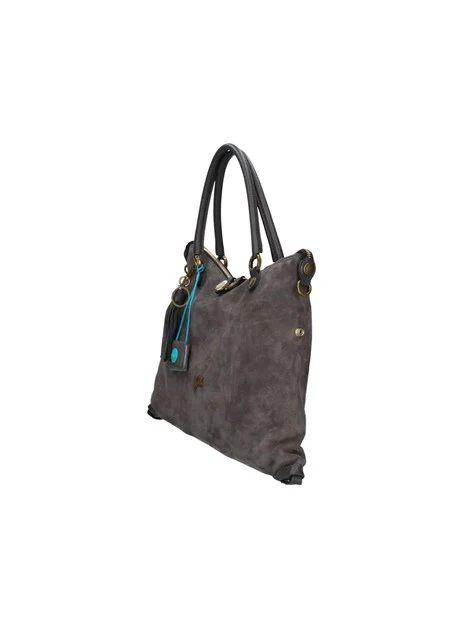 BORSA SHOPPING IN CAMOSCIO E PELLE MARTELLATA DONNA ANTRACITE