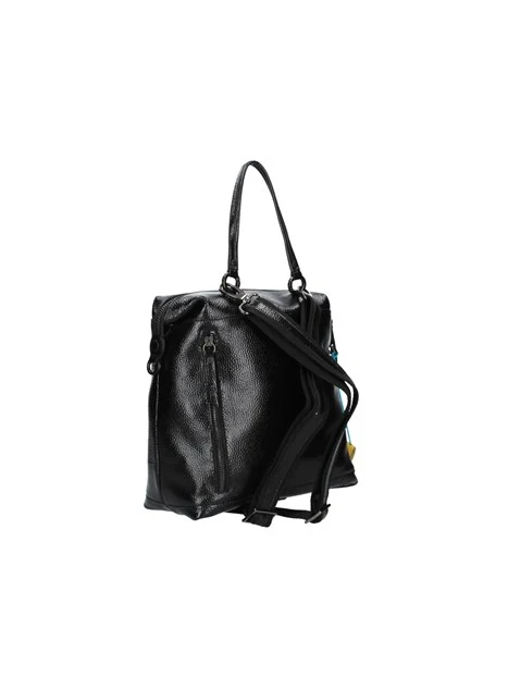 ZAINO IN PELLE MARTELLATA VERNICIATA DONNA NERO